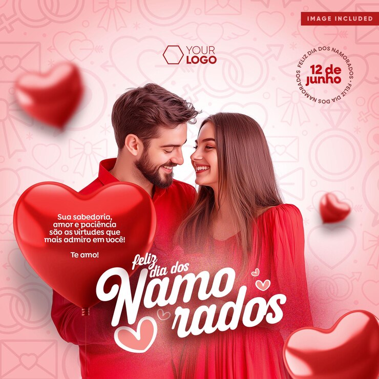 PSD modelo de feed de mídia social feliz dia dos namorados com muito amor
