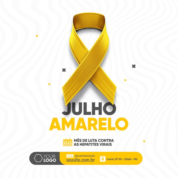 Modelo de feed de mídia social para a campanha Yellow July contra a hepatite viral