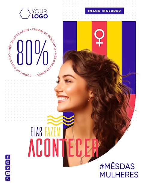 Modelo de feed promocional de mídia social para o mês das mulheres no brasil