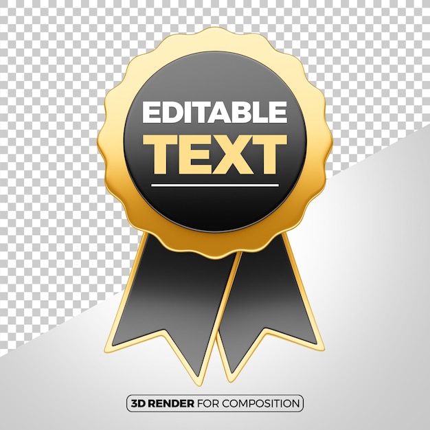 Modelo de fita 3D preto e dourado com texto editável