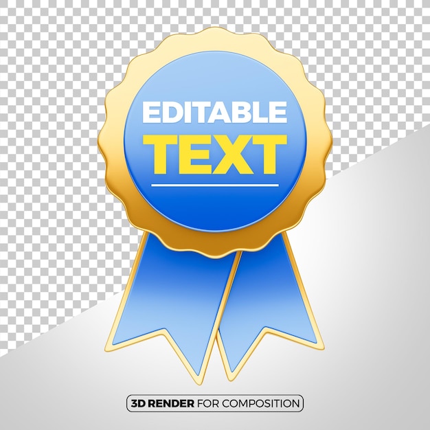 Modelo de fita azul e dourada 3D com texto editável