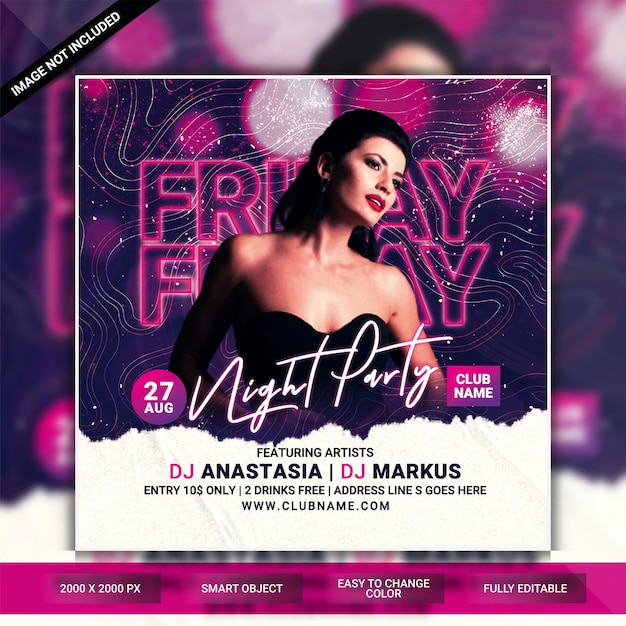 Modelo de flyer de festa sexta-feira à noite