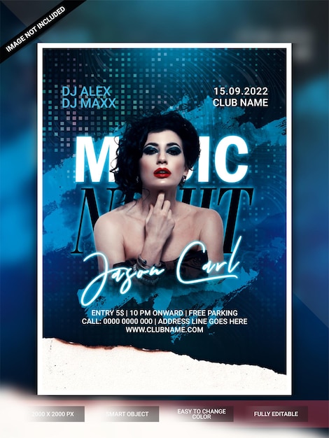 Modelo de flyer para festa em boate de música