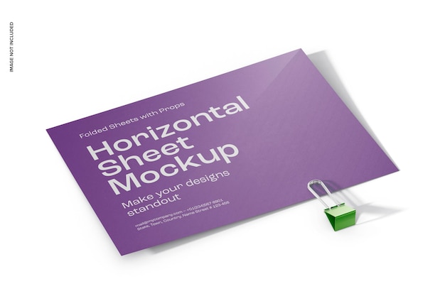 Modelo de folha horizontal com marcas dobradas, em perspectiva