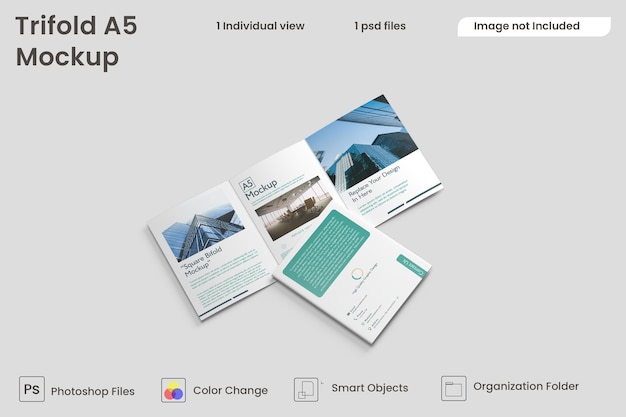 PSD modelo de folheto a5 com três dobras premium psd