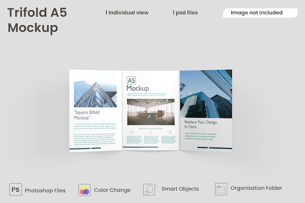 Modelo de folheto a5 com três dobras premium psd