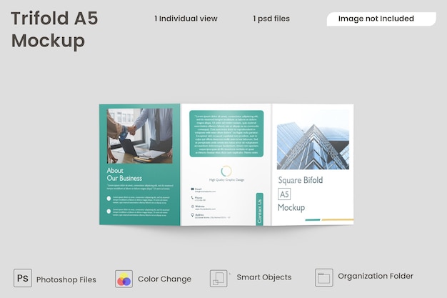 PSD modelo de folheto a5 com três dobras premium psd