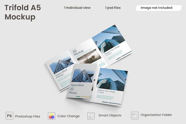Modelo de folheto a5 com três dobras premium psd