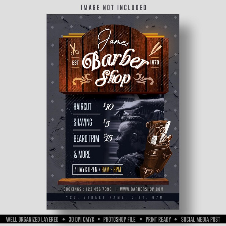 PSD modelo de folheto - barbearia