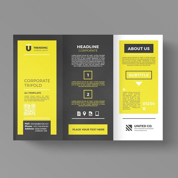 PSD modelo de folheto comercial trifold