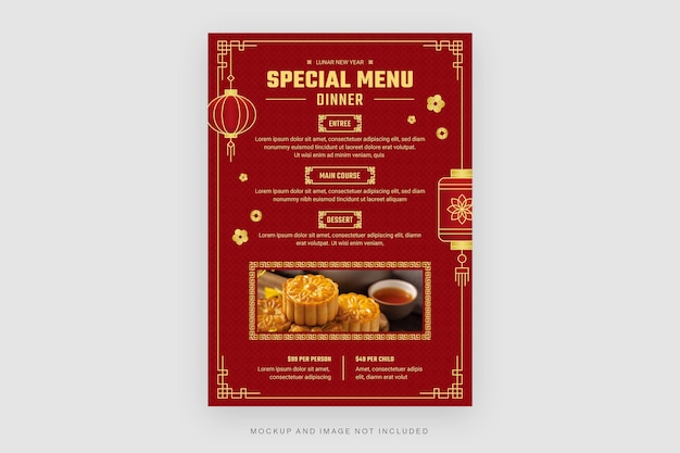 Modelo de Folheto de Ano Novo Chinês em PSD Red Theme V2