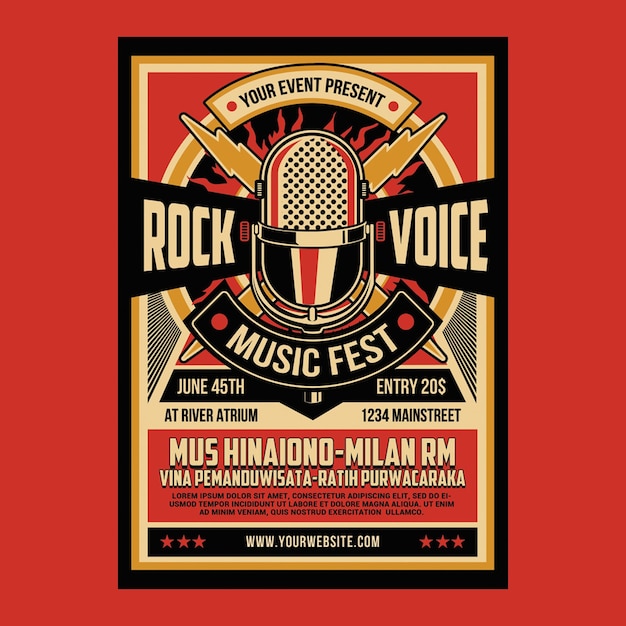 PSD modelo de folheto de cartaz de música rock retrô