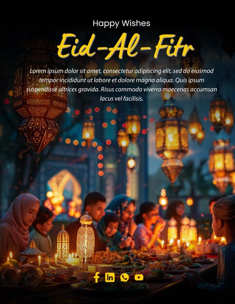 Modelo de folheto de celebração do eid al fitr