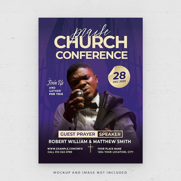 PSD modelo de folheto de conferência da igreja cristã em psd