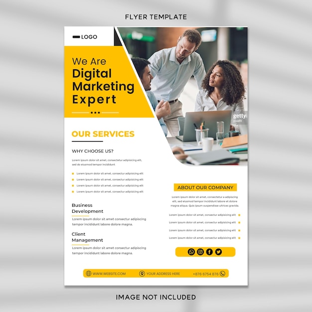 Modelo de Folheto de Especialista em Marketing Digital de Vetor Premium