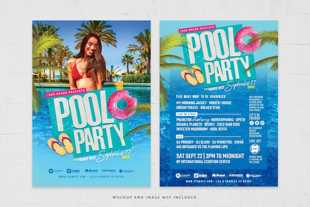 PSD modelo de folheto de evento à beira da piscina splash pool party