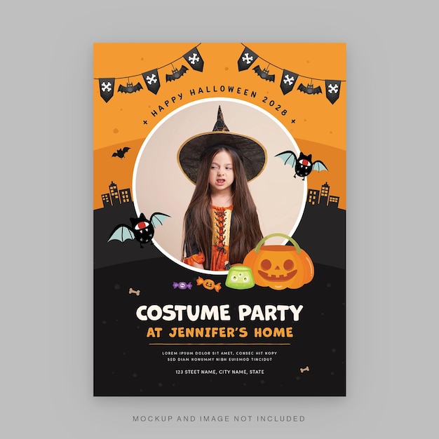 Modelo de Folheto de Evento de Festa de Halloween Bonito em PSD V2