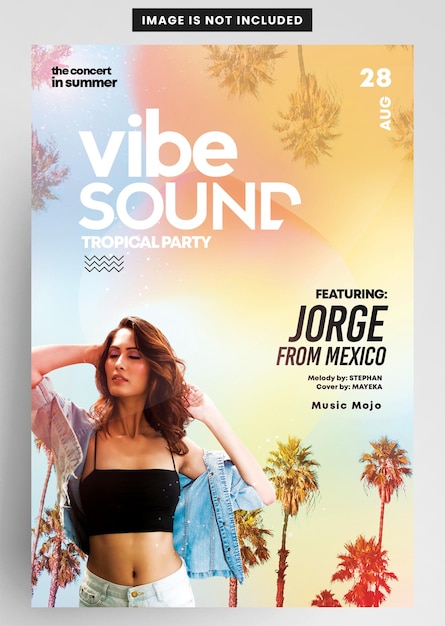 PSD modelo de folheto de evento tropical vibe sound beach