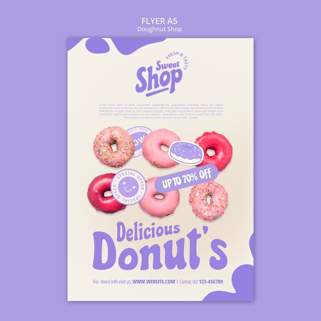 Modelo de folheto de loja de donuts