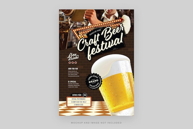 PSD modelo de folheto do festival de cerveja artesanal em psd v2