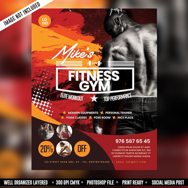 Modelo de folheto e cartaz de fitness gym flyer