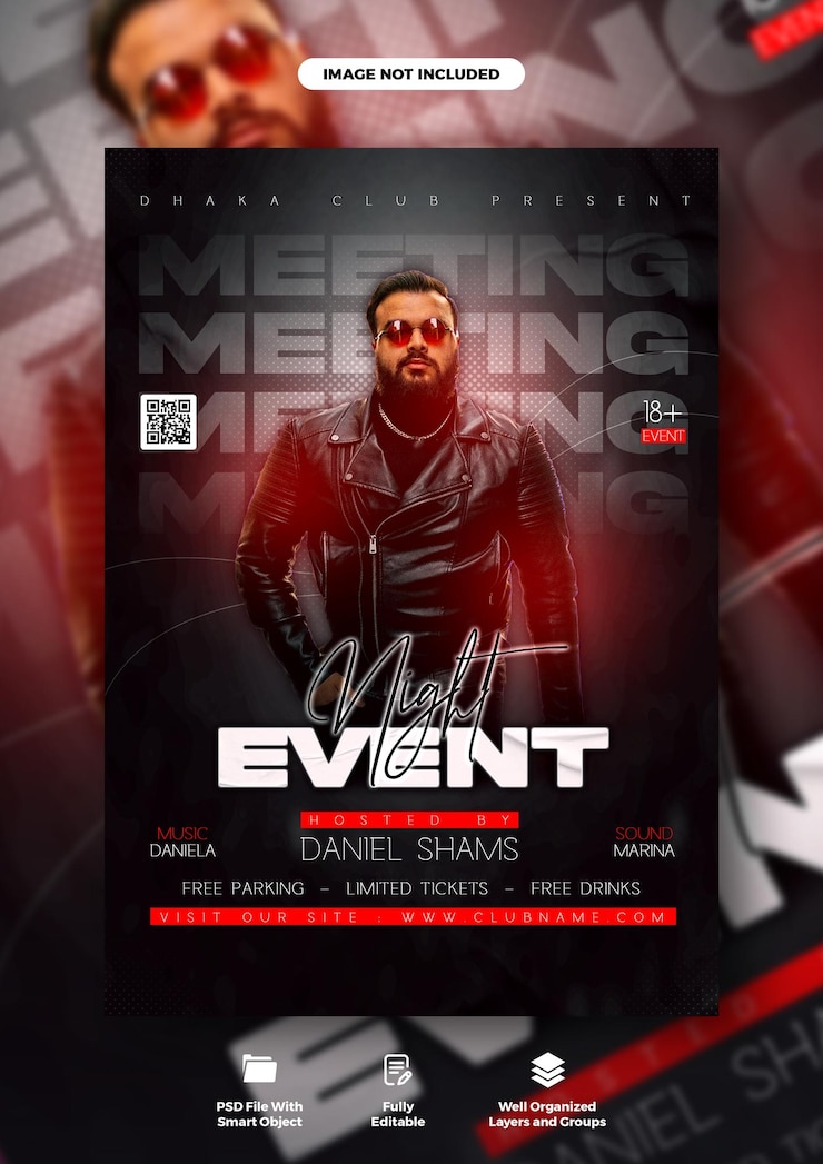 PSD modelo de folheto e cartaz do evento do dj club night