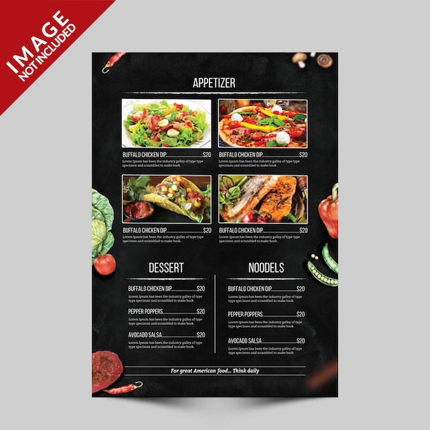 Modelo de folheto - menu alimentar lado a