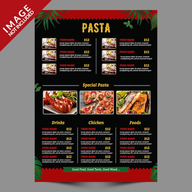 Modelo de Folheto - menu comida verso