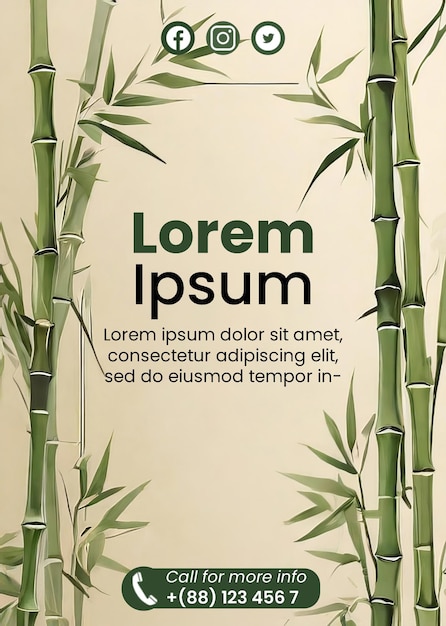 PSD modelo de folheto premium com ilustração de bambu