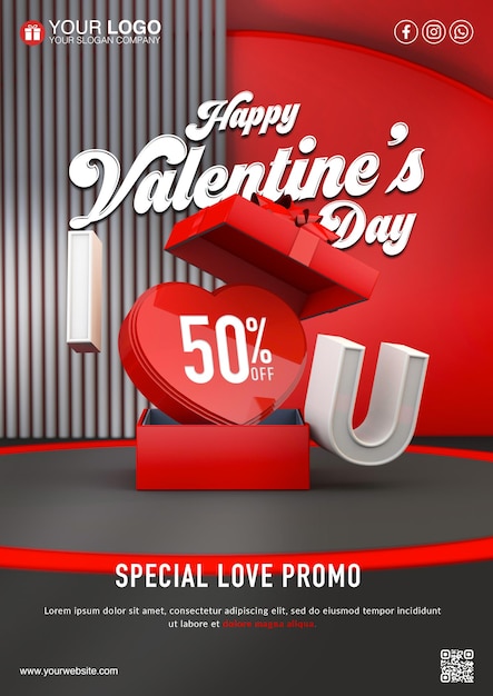 PSD modelo de folheto promocional especial de amor