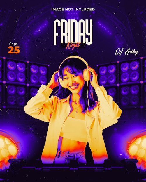 modelo de folheto psd editável para DJ Friday Night Party