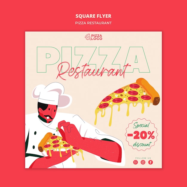 Modelo de folheto quadrado para pizzaria