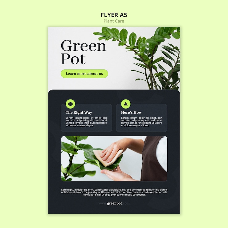 PSD modelo de folheto vertical para cuidados com as plantas