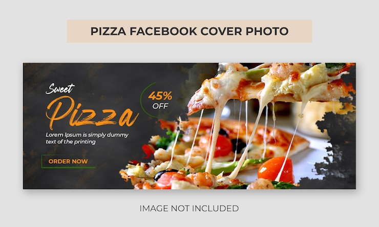 PSD modelo de foto de capa do facebook de pizza de comida deliciosa banner da web de comida