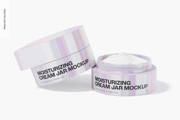 Modelo de frascos de creme hidratante holográfico, aberto