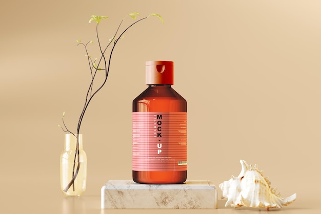 Modelo de garrafa cosmética de vidro de âmbar
