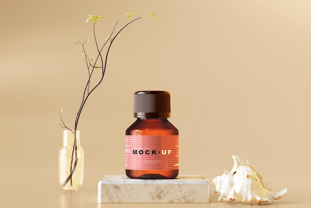 Modelo de garrafa cosmética de vidro de âmbar