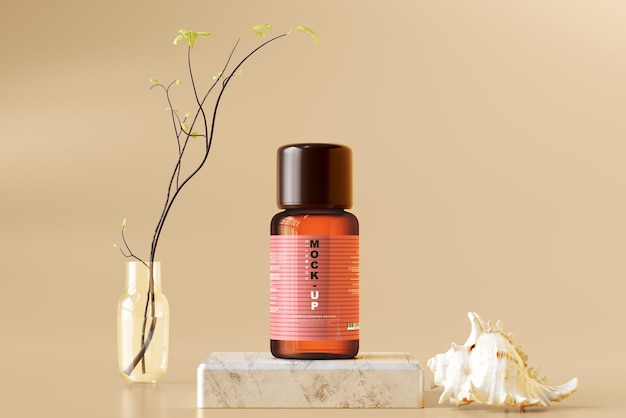 Modelo de garrafa cosmética de vidro de âmbar