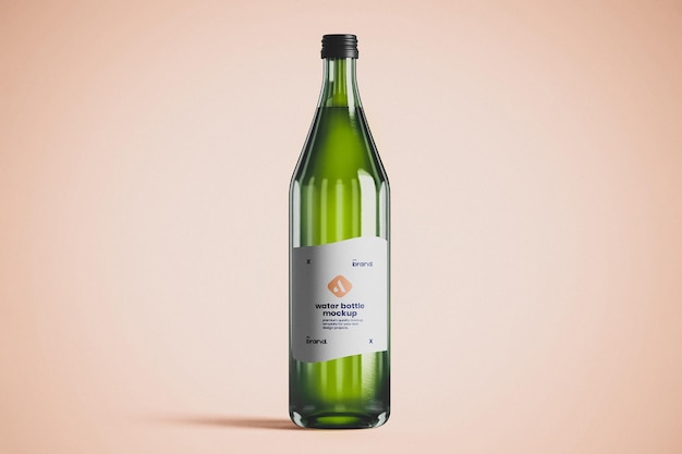 Modelo de garrafa de água de vidro verde com tampa preta