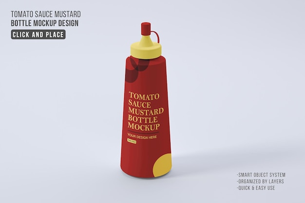 PSD modelo de garrafa de mostarda de molho de tomate