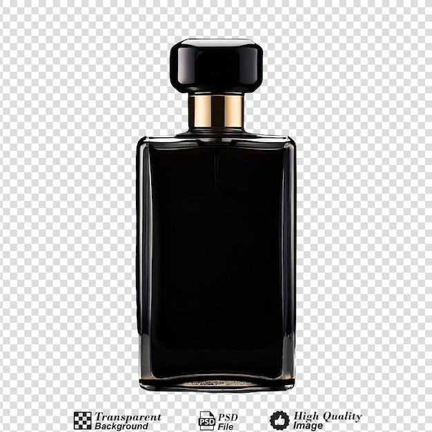 PSD modelo de garrafa de perfume de fragrância preta isolada em fundo transparente