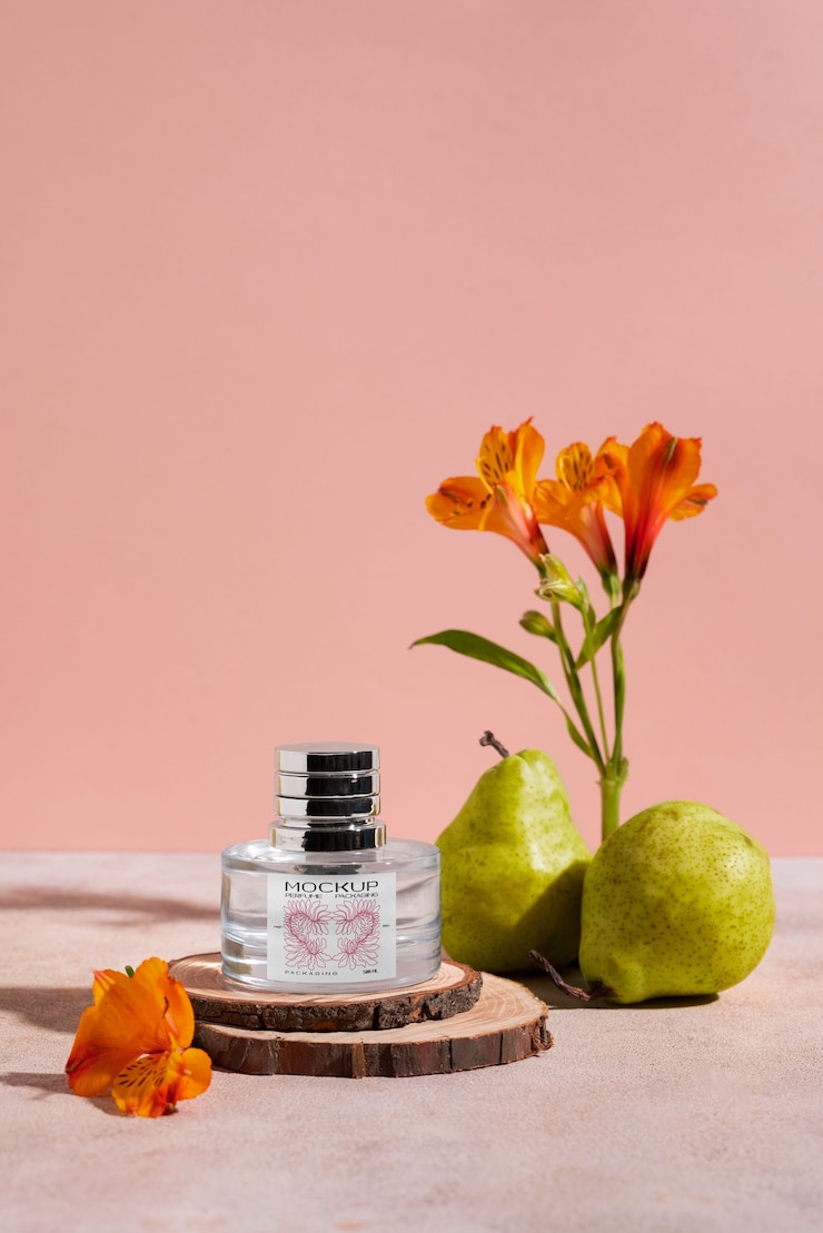 PSD modelo de garrafa de perfume de frutas