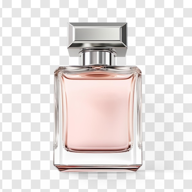 Modelo de garrafa de perfume em branco com fundo transparente