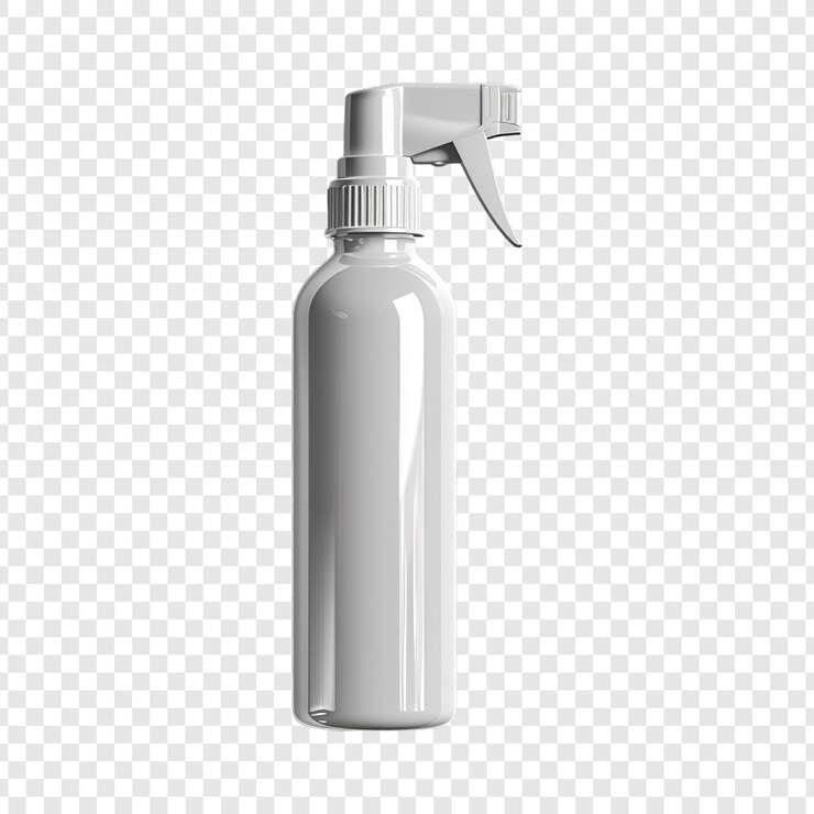 PSD modelo de garrafa de spray líquido colorido em fundo transparente