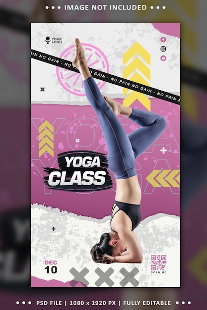 Modelo de história de mídia social de folheto de aula de yoga