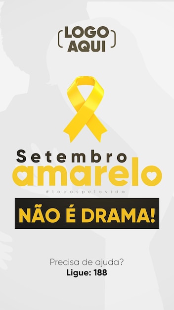 PSD modelo de história de mídia social setembro amarelo