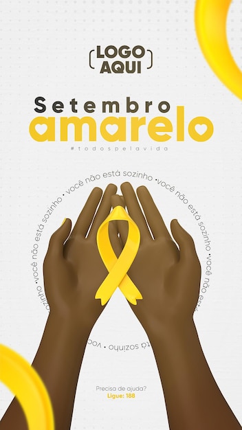 PSD modelo de história de mídia social setembro amarelo