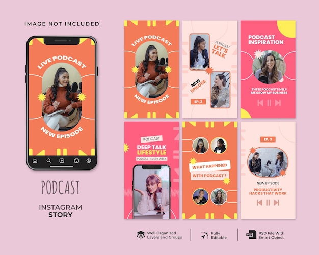 PSD modelo de história de podcast no instagram