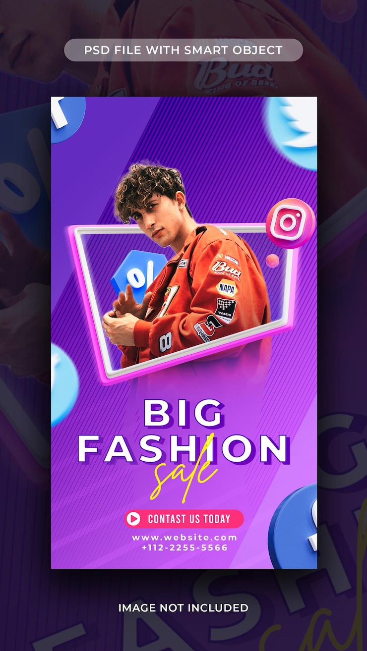PSD modelo de história do instagram com desconto especial de venda de moda
