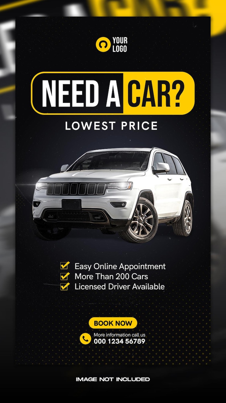 PSD modelo de história do instagram de mídia social de promoção de aluguel de carro